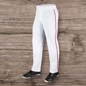 CHAMPRO MVP Open Bottom Baseball Pants White Red Braid ~ Size L ~ NWT
